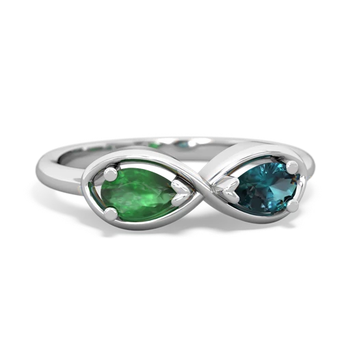 Emerald Genuine Emerald with Lab Created Alexandrite Infinity ring Ring