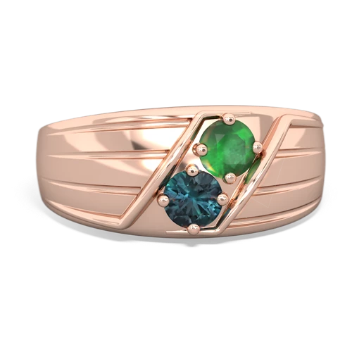 Emerald Genuine Emerald with Lab Created Alexandrite Art Deco Men's ring Ring