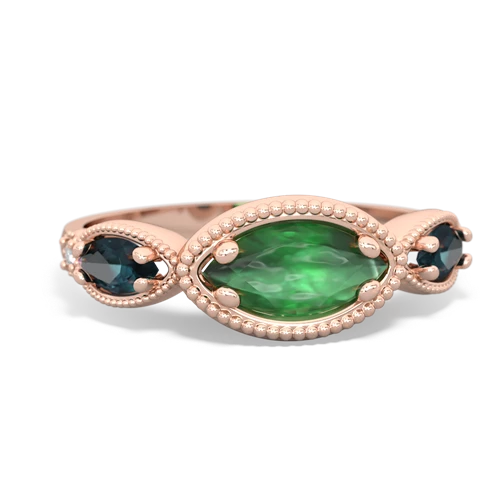 emerald-alexandrite milgrain marquise ring