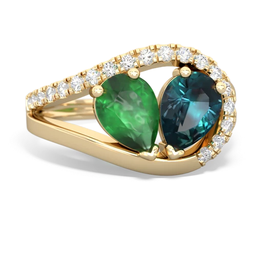 Emerald Genuine Emerald with Lab Created Alexandrite Nestled Heart Keepsake ring Ring