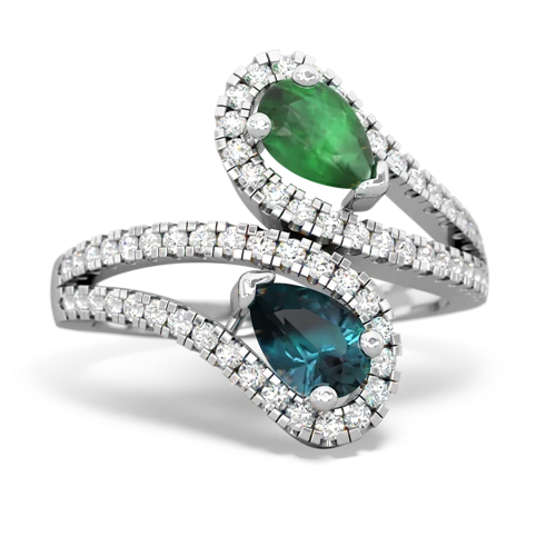 emerald-alexandrite pave swirls ring