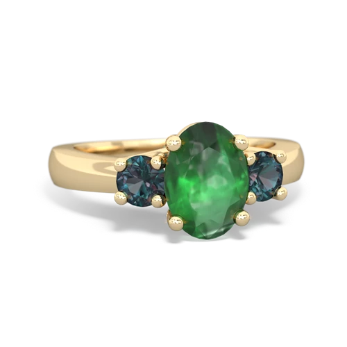Emerald Genuine Emerald with Lab Created Alexandrite Three Stone Trellis ring Ring