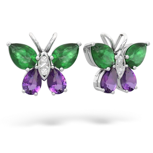 emerald-amethyst butterfly earrings