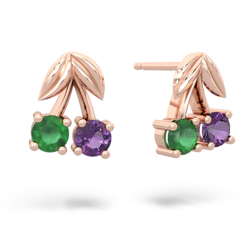 emerald-amethyst cherries earrings