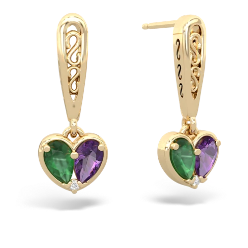 emerald-amethyst filligree earrings