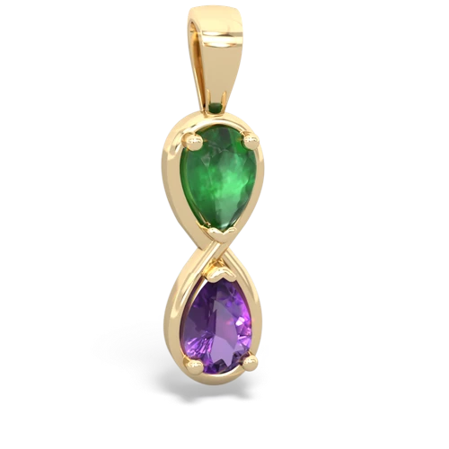 Emerald Genuine Emerald with Genuine Amethyst Infinity pendant Pendant