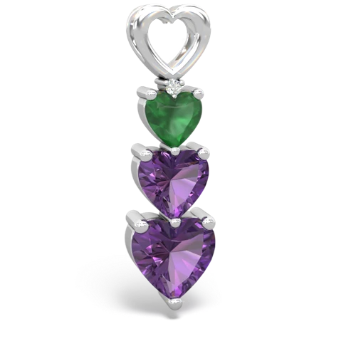 Emerald Genuine Emerald with Genuine Amethyst and Lab Created Pink Sapphire Past Present Future pendant Pendant