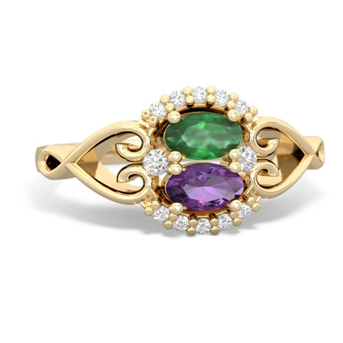Emerald Genuine Emerald with Genuine Amethyst Love Nest ring Ring