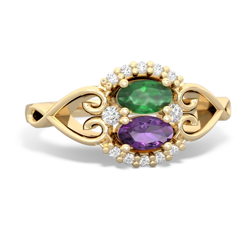 emerald-amethyst antique keepsake ring