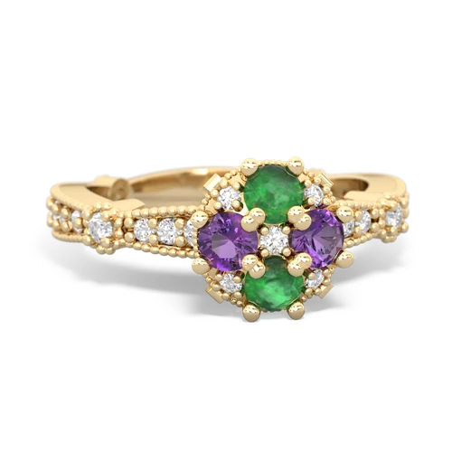 emerald-amethyst art deco engagement ring