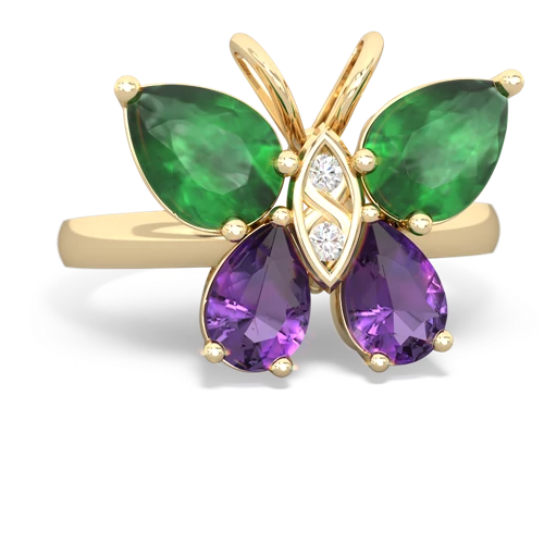 emerald-amethyst butterfly ring