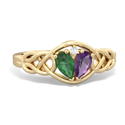 Emerald Genuine Emerald with Genuine Amethyst Celtic Love Knot ring Ring