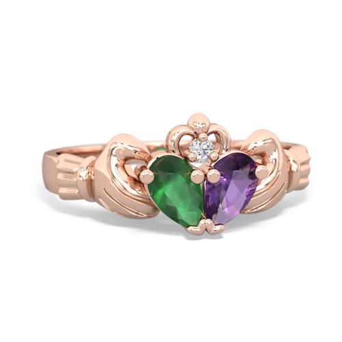 Emerald Genuine Emerald with Genuine Amethyst Claddagh ring Ring