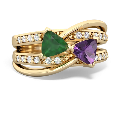 Emerald Genuine Emerald with Genuine Amethyst Bowtie ring Ring