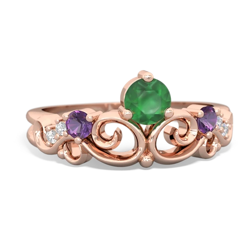 Emerald Genuine Emerald with Genuine Amethyst and  Crown Keepsake ring Ring