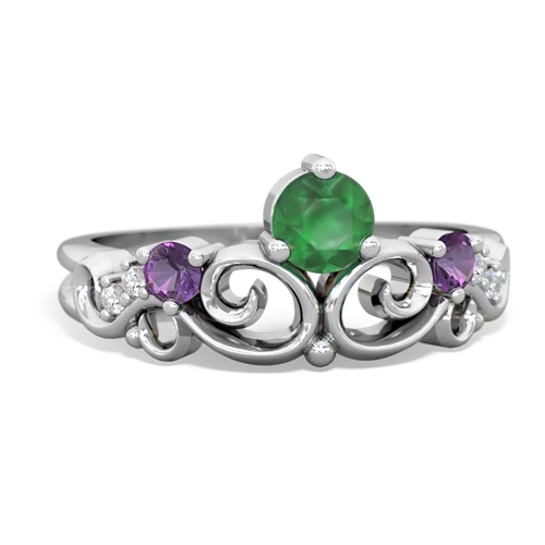 Emerald Genuine Emerald with Genuine Amethyst and Lab Created Pink Sapphire Crown Keepsake ring Ring