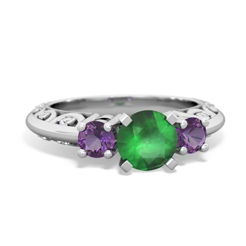 Emerald Genuine Emerald with Genuine Amethyst Art Deco ring Ring