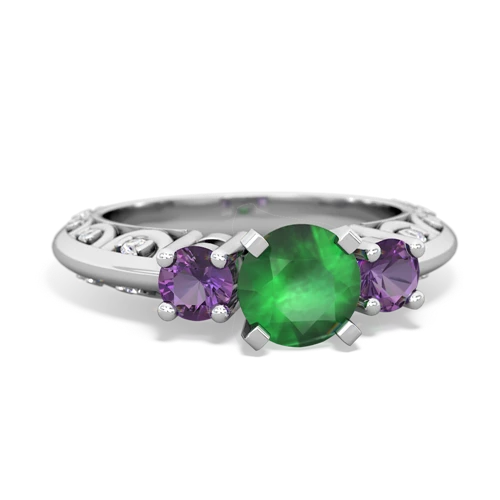 emerald-amethyst engagement ring