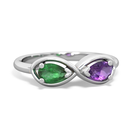 Emerald Genuine Emerald with Genuine Amethyst Infinity ring Ring
