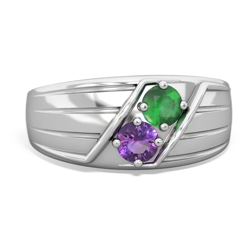 emerald-amethyst mens ring