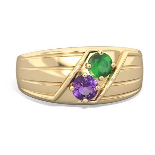 emerald-amethyst mens ring