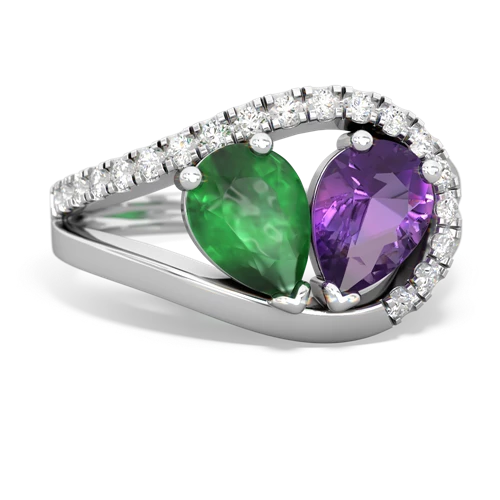 emerald-amethyst pave heart ring