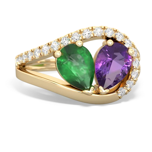 Emerald Genuine Emerald with Genuine Amethyst Nestled Heart Keepsake ring Ring