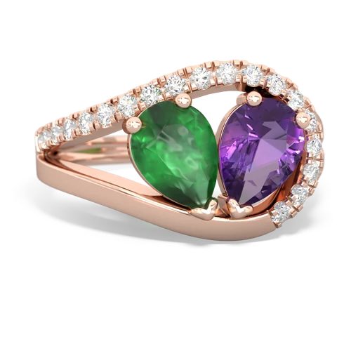 emerald-amethyst pave heart ring