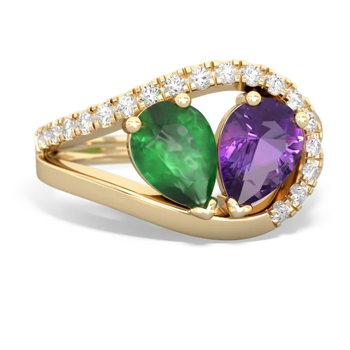 emerald-amethyst pave heart ring