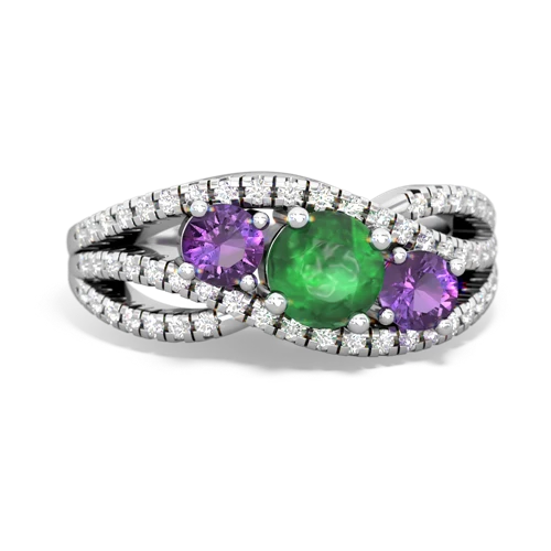 emerald-amethyst three stone pave ring