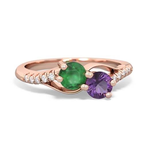 emerald-amethyst two stone infinity ring