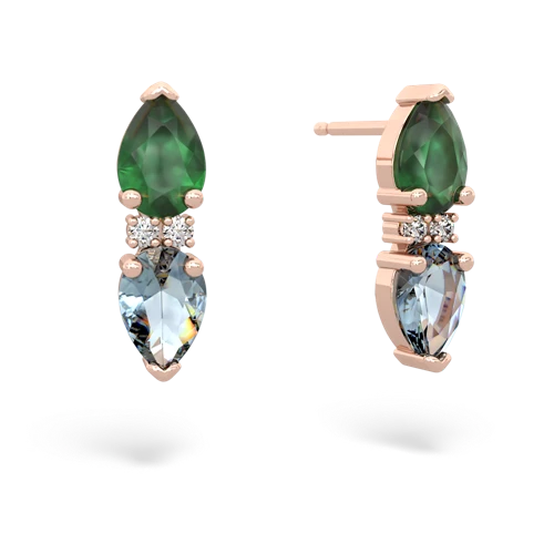 emerald-aquamarine bowtie earrings