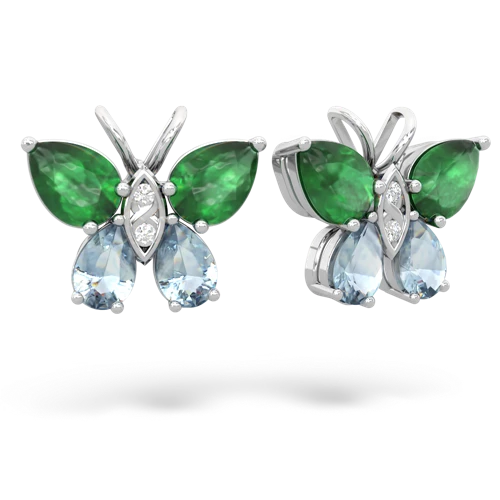 emerald-aquamarine butterfly earrings