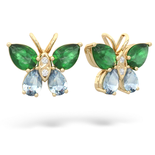 emerald-aquamarine butterfly earrings
