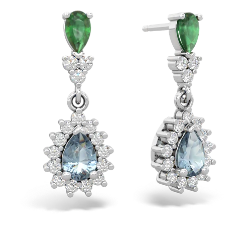 emerald-aquamarine dangle earrings