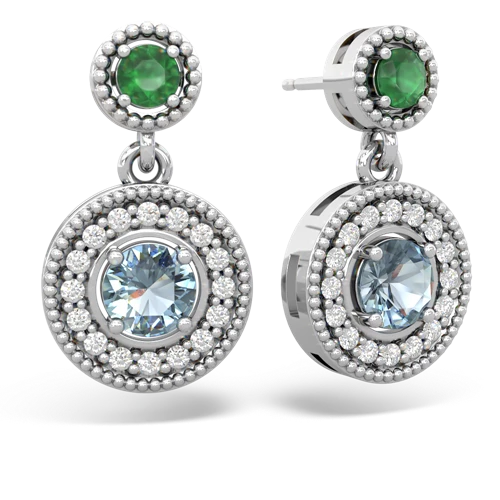 emerald-aquamarine halo earrings