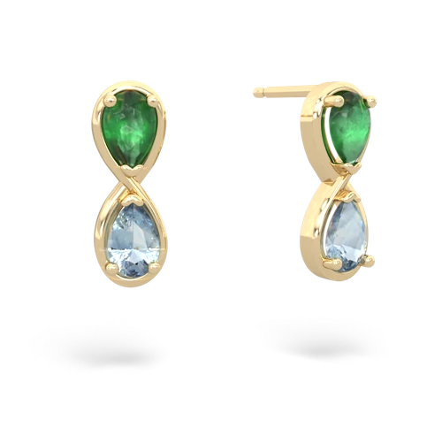 emerald-aquamarine infinity earrings