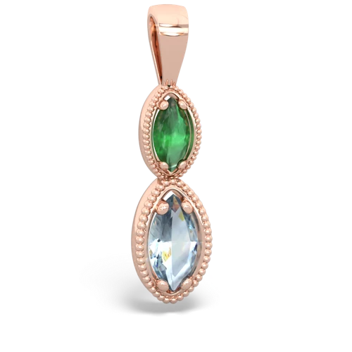 emerald-aquamarine antique milgrain pendant