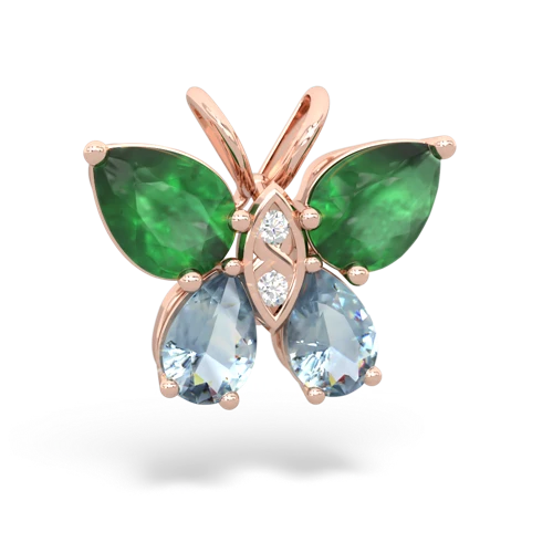 emerald-aquamarine butterfly pendant