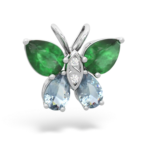 emerald-aquamarine butterfly pendant