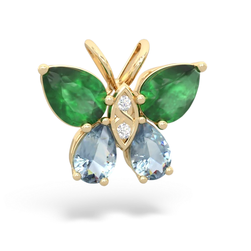 emerald-aquamarine butterfly pendant