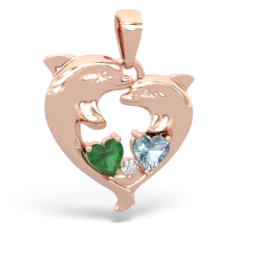 emerald-aquamarine dolphins pendant