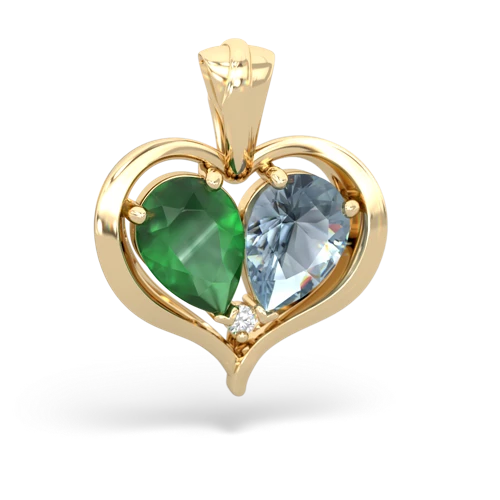 emerald-aquamarine half heart whole pendant