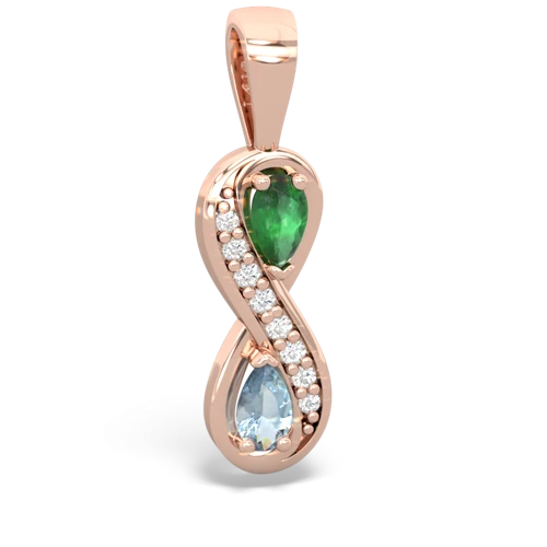 Emerald Genuine Emerald with Genuine Aquamarine Keepsake Infinity pendant Pendant