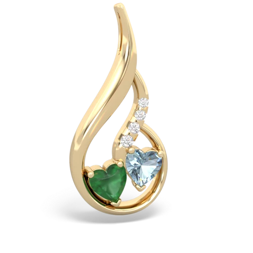 Emerald Genuine Emerald with Genuine Aquamarine Keepsake Curves pendant Pendant