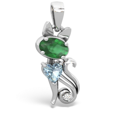 emerald-aquamarine kitten pendant