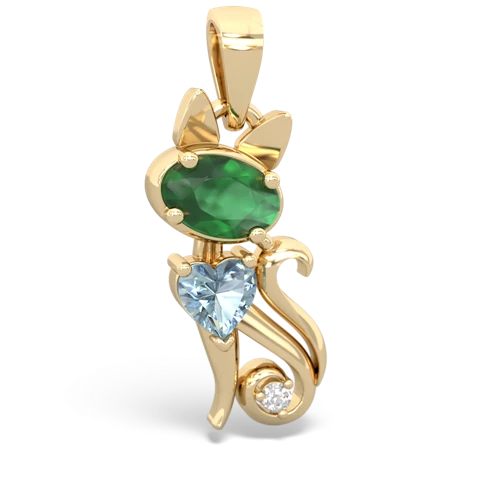 emerald-aquamarine kitten pendant