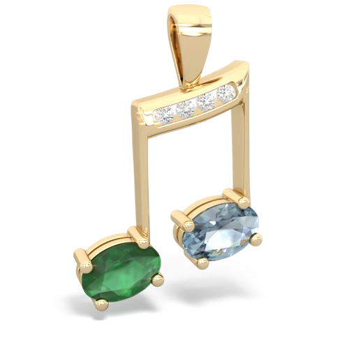 emerald-aquamarine music notes pendant