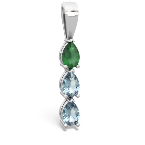 emerald-aquamarine three stone pendant