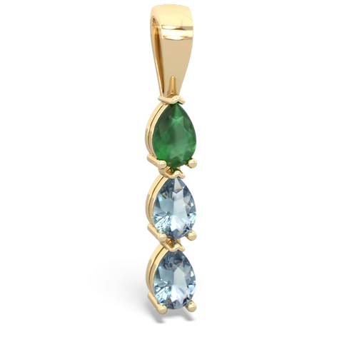 Emerald Genuine Emerald with Genuine Aquamarine and Lab Created Alexandrite Three Stone pendant Pendant